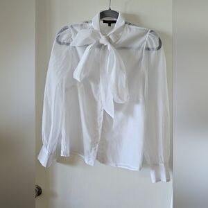 White sheer necktie blose